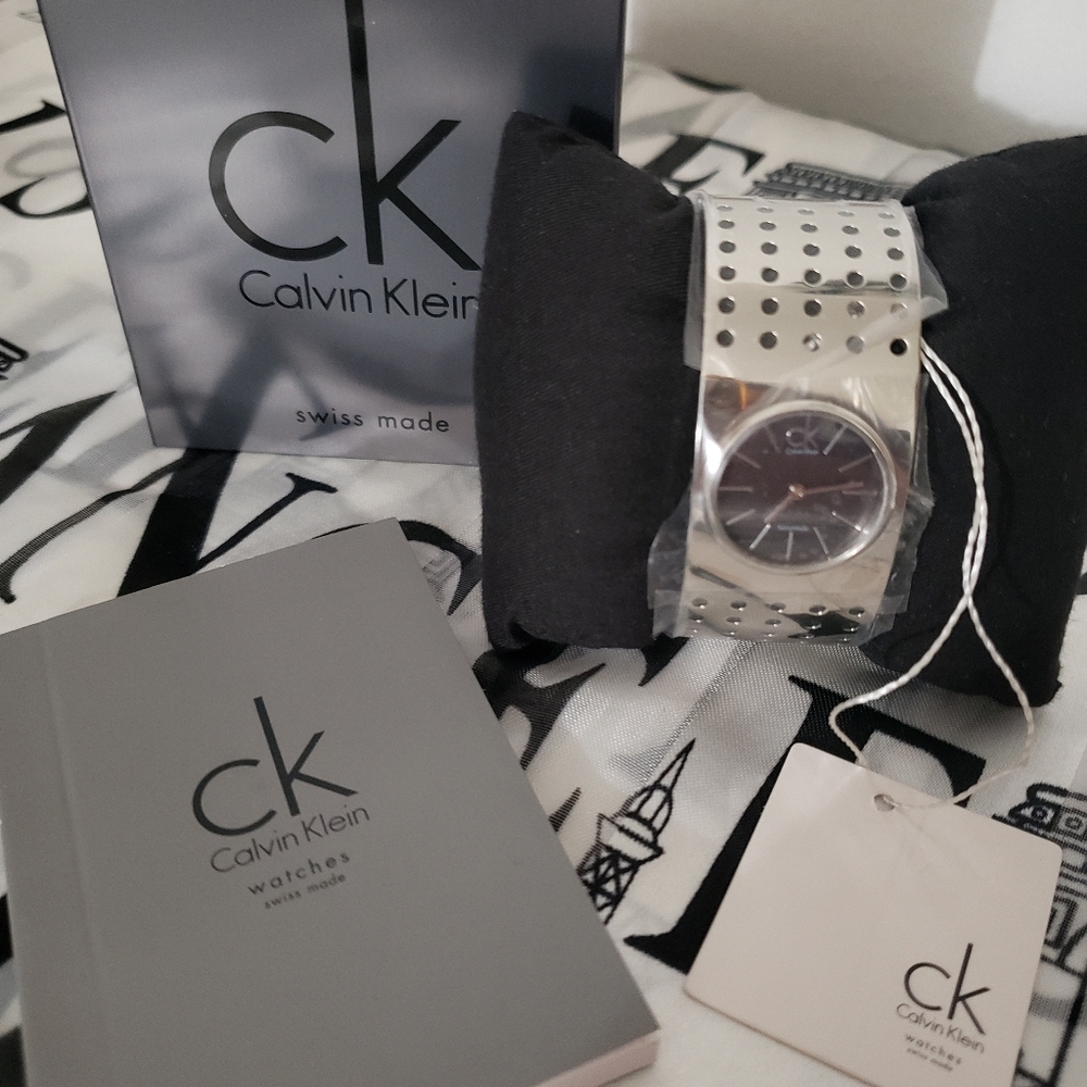 Calvin Klein Watch Stainless Steel Style: Cuff Face: Gunmetal Gray Rare NWT